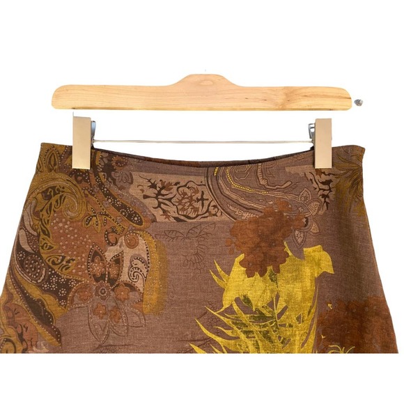 Tweeds Women's A-Line Knee Skirt Brown Floral Paisley 6 - Picture 7 of 10